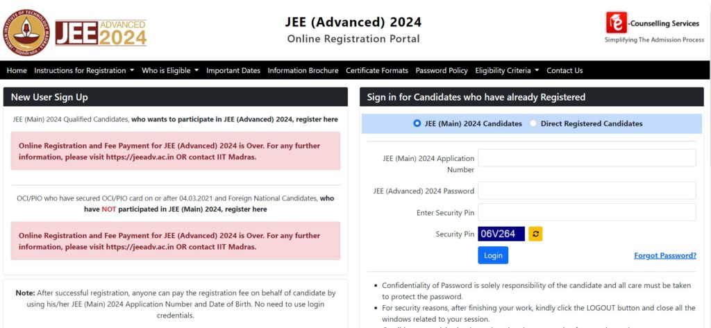JEE advanced admit card 2024